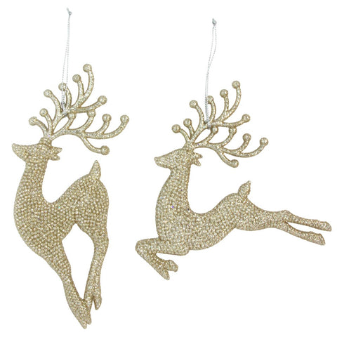 Gisela Graham Pale Gold Sparkling Reindeer Dec, 2as