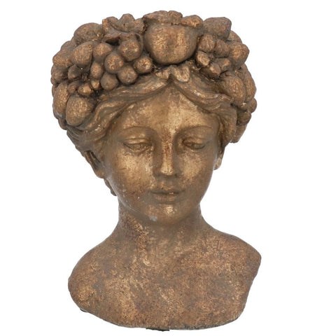 Gisela Graham Gold Stone Woman with Fruit Head Planter, Small