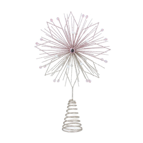 Gisela Graham Pink/Silver Sparkling Wire Tree Top Star