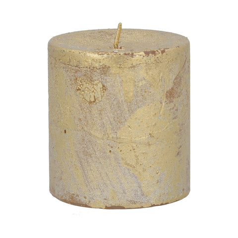 Gisela Graham - Gold Pillar Candle, Sml